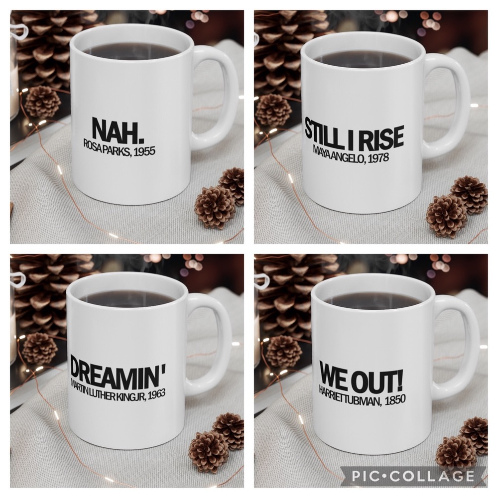 Simple, but powerful black history mug set.